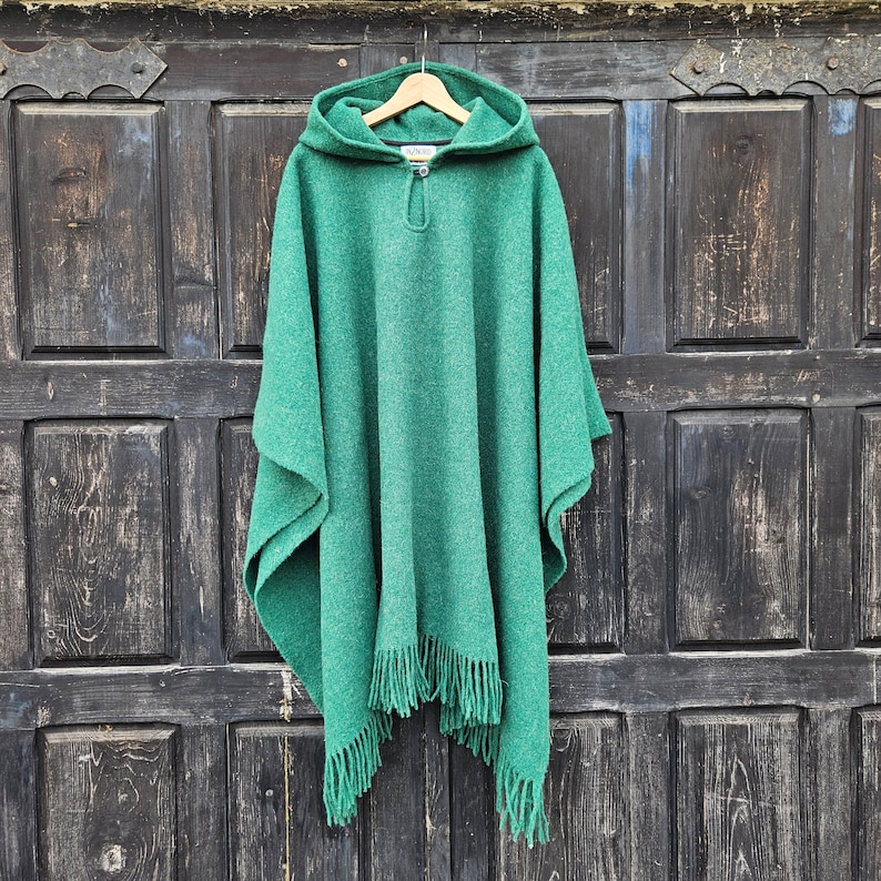 Wool Poncho OLAND Unisex Ruana Cape Grey Wool Blanket Poncho With or Without Hood Comfortable