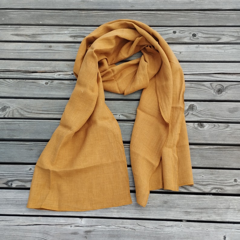 Linen Scarf unisex . Women Men, mom gift , flax scarf stole , large or skinny , Linen Gauze sheer Scarf mothers day gift from daughter 3. cinamon