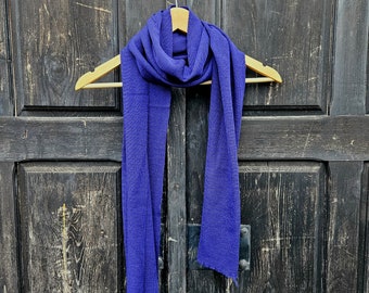 100% MERINO wool SCARF blue purple / Lightweight and Soft small wool scarf/ Washable Functional unisex neckwear/ Gift idea for men women