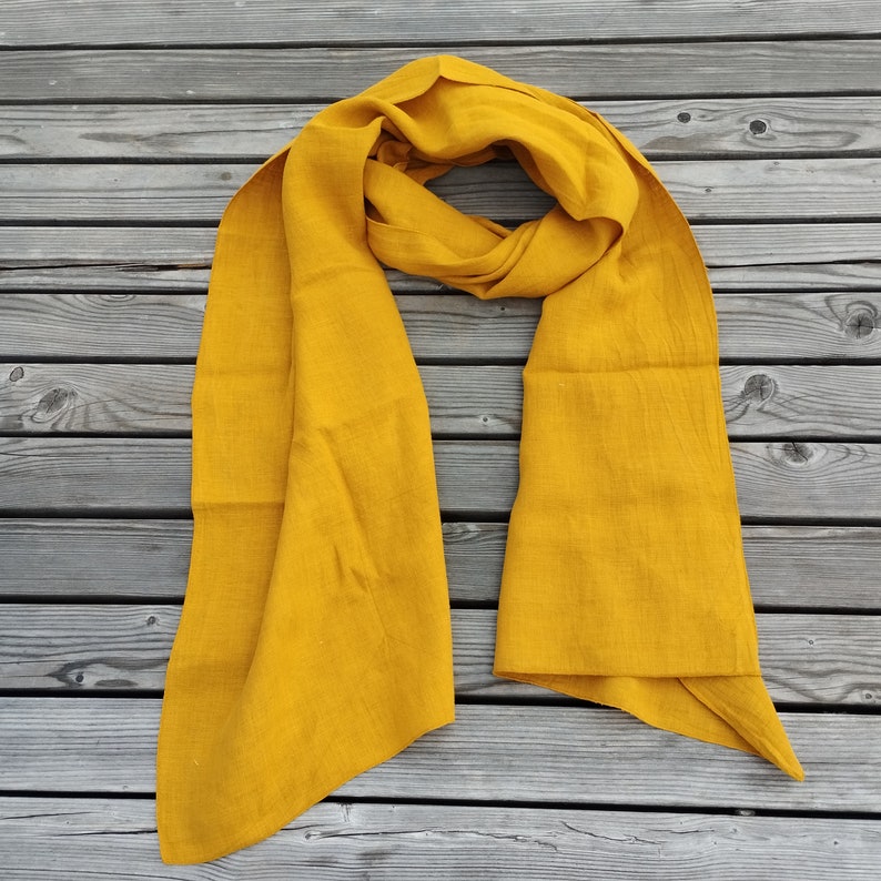 Sciarpa in lino unisex. Donna Uomo, regalo per la mamma, stola con sciarpa in lino, grande o sottile, sciarpa velata in garza di lino, regalo per la festa della mamma della figlia 4. mustard