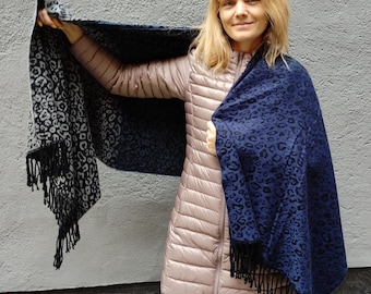 Lambswool Wrap Shawl, frindged Shawl Ruana, Wool Wrap Ladies Poncho Women, Oversized Scarf, Bridal Lambswool Shawl blue black grey red