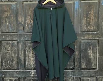 Poncho de pluie OLAND Cape ruana unisexe imperméable - Poncho vert à capuche Cape confortable châle d'extérieur coupe-vent imperméable - In2Nord