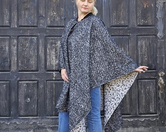 【最終値下げ】s'yte ポンチョ グレー ウール100% IENA ウール コート ポンチョ グレー ウールトリミングポンチョ 再