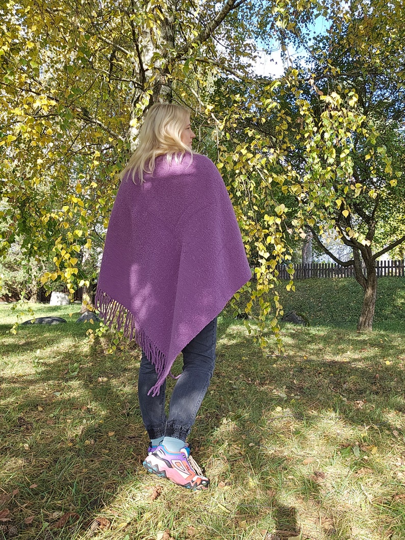 Rust Wool Blanket Poncho With Hood Kiruna Hooded Cape Ruana With ...