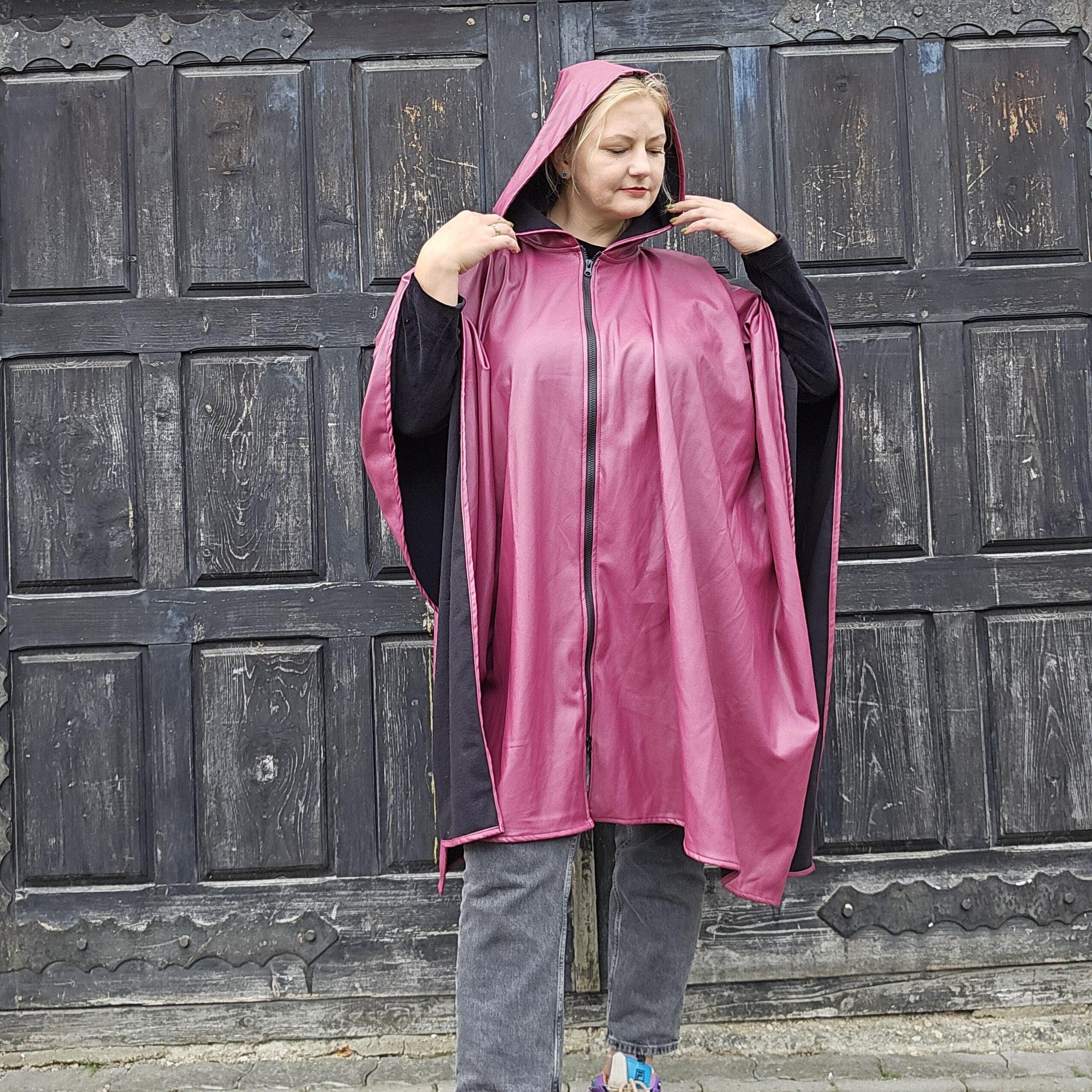 Waterproof Poncho SALA With ZIP Unisex Ruana Cape - Red Rain