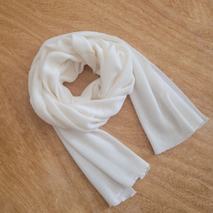 WHITE MERINO WOOL scarf Unisex for Autum and winter Extra soft lightweight Washable practical choice Variety of colours neckwear for family