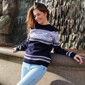 WOOL JUMPER - Knit Swedish Norwegian Scandinavian - Unisex  Men women - Winter knitwear pullover Christmas gift