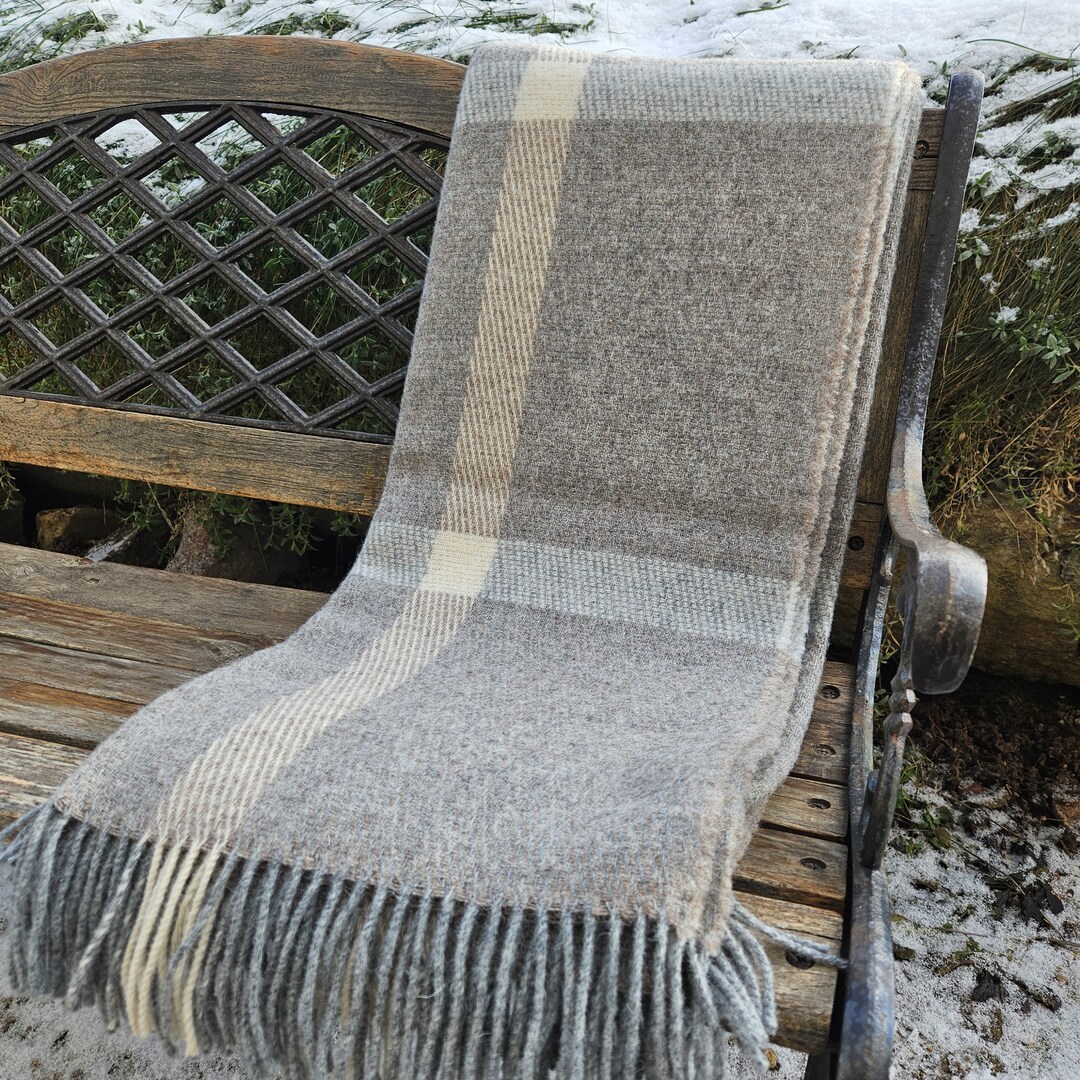 Grey Wool Throw Plaid Blanket Natural Wool Throw IN2NORD Etsy