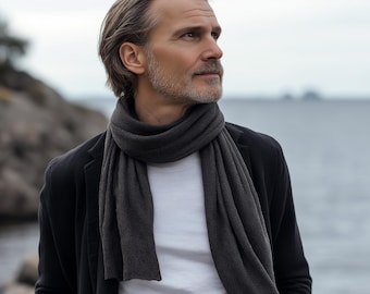 100% MERINO wool SCARF Brown Unisex Men Women / Lightweight Soft small wool scarf/ Washable Functional neckwear Gift idea for men women