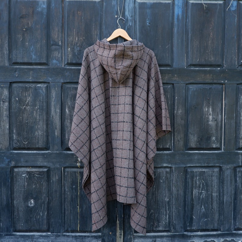 Poncho en laine OLAND Cape ruana unisexe Poncho couverture en laine gris avec ou sans capuche Cape confortable pour l'extérieur In2Nord image 5