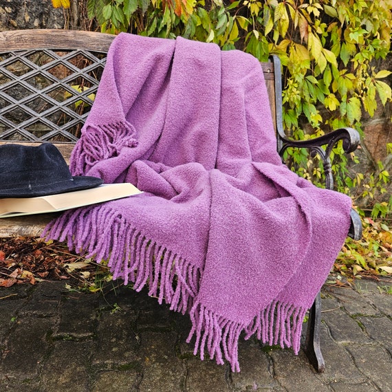 Purple Teddy Wool Blanket Natural Throw IN2NORD Hygge Home Warm Wool Plaid Housewarming Gift Mother Father Christma Scandinavian Etsy Canada