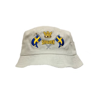 Bucket hat Sweden Cap Hat with Scandinavian Sweden blue beige  Fisherman hat