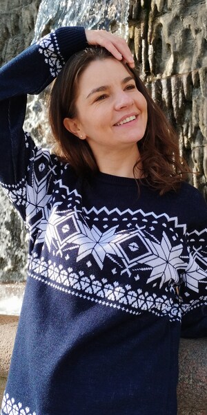 T-Shirt Femme God Jul - Col En V - Joyeux Noël En Norvégien/Suédois - Tenue De Noël Scandinave