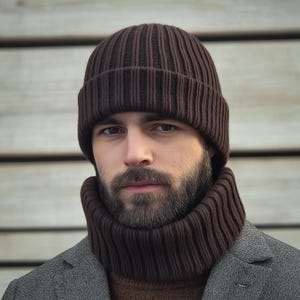 Wool fisherman beanie CHUNKY merino wool knit cap man, slouchy beanie hat, Unisex cuffed adult hat for men and women, winter accessories