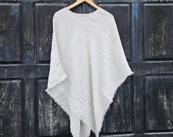 Linen poncho cape shawl VISBY - Unisex ruana cape cloak shawl Women, mom gift , flax  Gauze sheer Cover Up, Summer Vacation Outfit one size