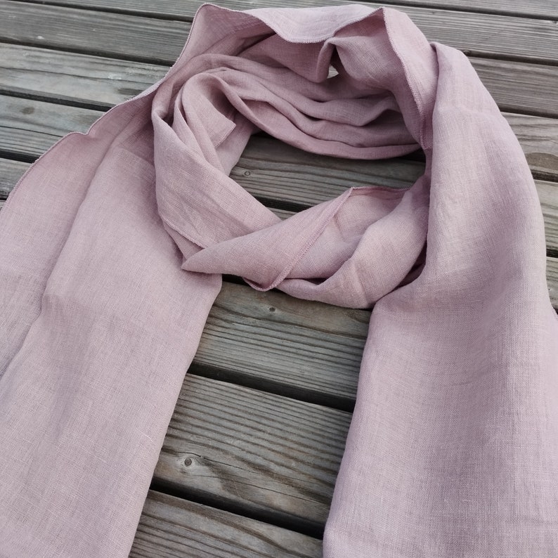 Linen Scarf unisex . Women Men, mom gift , flax scarf stole , large or skinny , Linen Gauze sheer Scarf mothers day gift from daughter 12. old rose