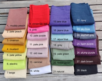 Bufanda de lino unisex. Para mujeres y hombres, regalo para mamá, estola de lino, grande o estrecha, bufanda de gasa de lino transparente, regalo del Día de la Madre de parte de su hija.