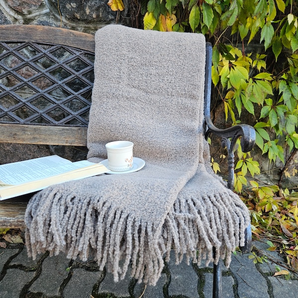 Manta de lana natural -Teddy Natural throw IN2NORD - Hygge home Warm wool plaid - regalo de bienvenida madre padre navidad escandinavo