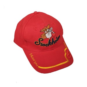 Sweden Cap Hat with Scandinavian Sweden Moose Beige red