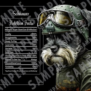 20 oz Skinny Tumbler Wrap Sublimatieontwerp Schnauzerhond met helm, voedingsinformatieblad, hondenmoeder, hondenliefhebber V3
