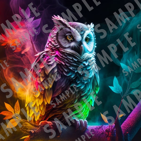 20 oz Skinny Tumbler Wrap Sublimation Design Template Abstract Owl, Colorful Tumbler design, Digital Download