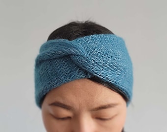 Hand-knit Alpaca wool Ear warmer, Twist Knot Headband, Women winter accessories