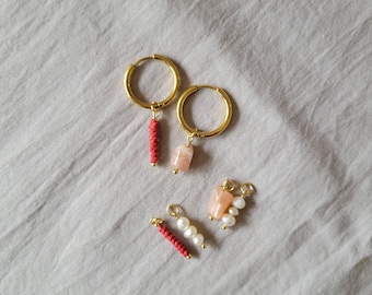 Pearl Earrings Raffia Jewelry Removable Charms Stainless Steel earrings