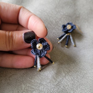 Raffia Flower Stainless Steel Earrings, Gemstone Dangles, Dangle Drop Flower Earrings, Handmade Unique Accessories image 5