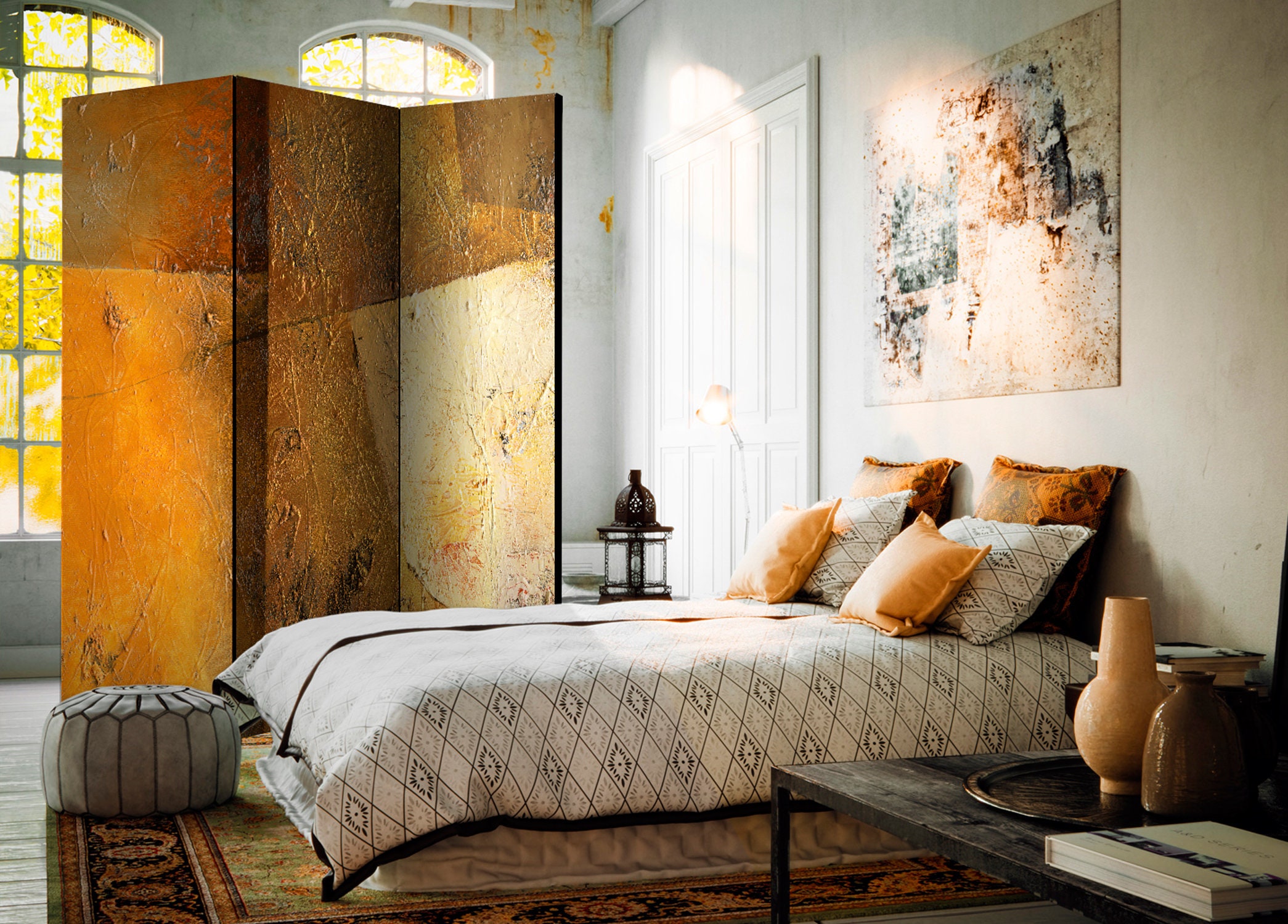 Screen – Golden Abstraction / Room Divider / Double-sided Screen ...