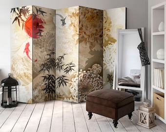Paravento - Pesce luna giapponese / Divisorio per ambienti / Paravento bilaterale / Cornice in legno / Varie finiture