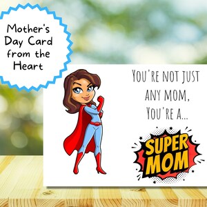 Tarjeta imprimible del Día de la Madre Super Mom ~ Tarjeta de descarga instantánea de 7x5 pulgadas