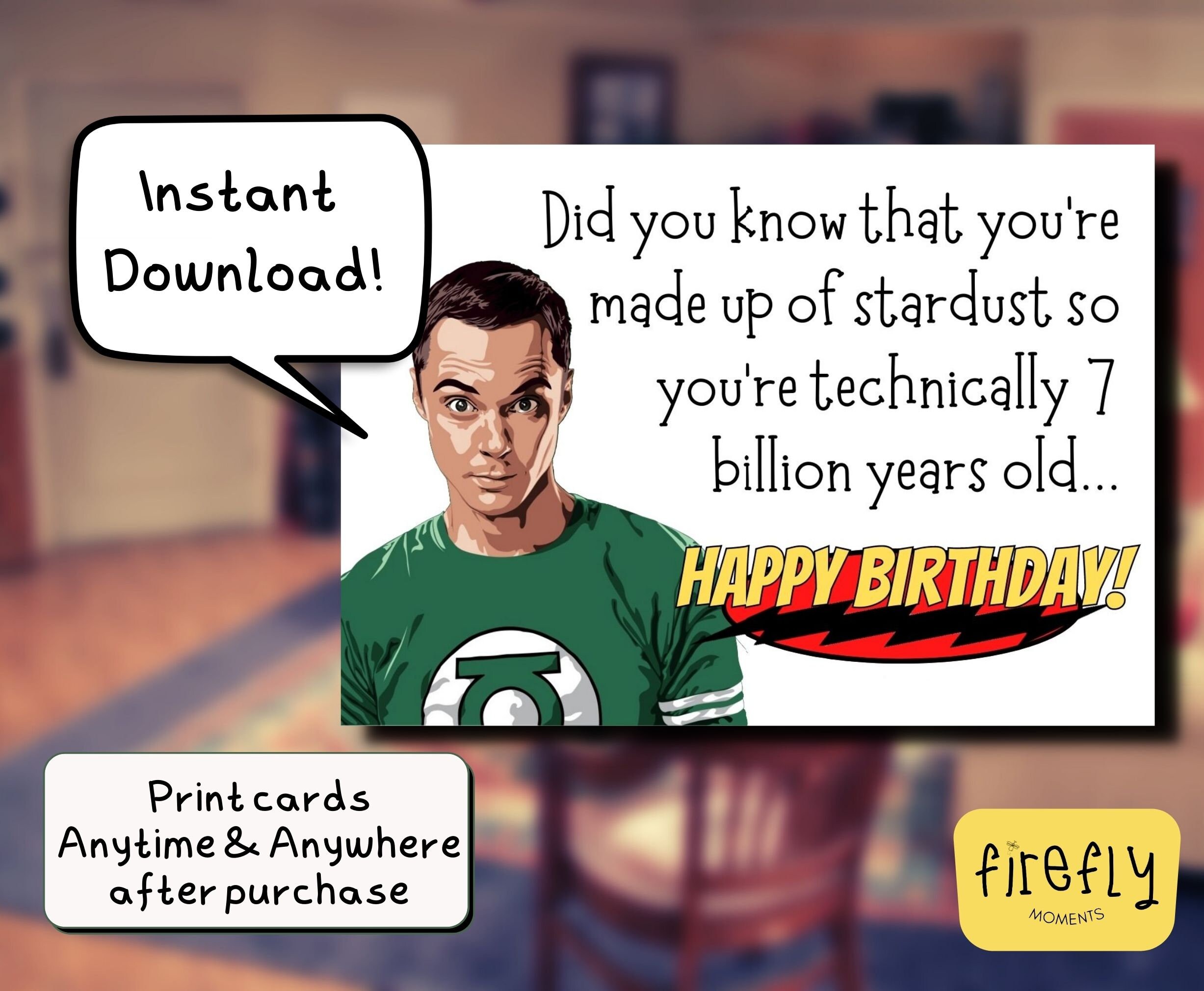 Big Bang Theory Birthday Card 7x5 Inch Funny Sheldon Card Etsy