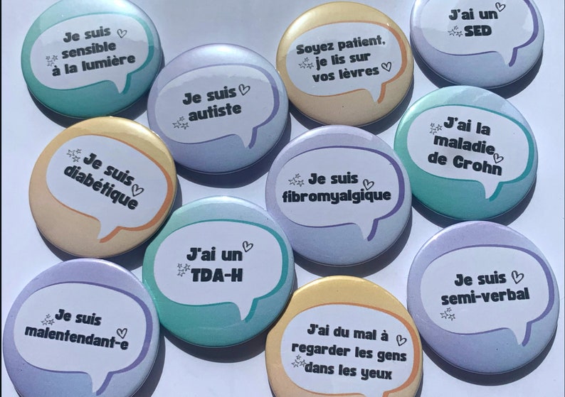 Badge à épingle pour sensibilisation handicap invisible ou maladie invisible santé mentale neuroatypie image 2