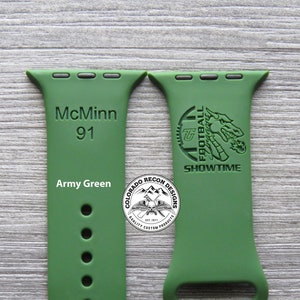College Sports Lover Laser Engraved Silicone Band / Apple Watch Compatible 38/40/41mm, 42/44/45mm, Series 1,2,3,4,5,6,7,8