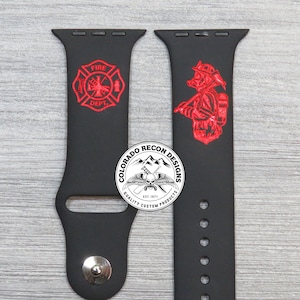 Firefighter Laser Engraved Silicone Band | Apple Watch Compatible 38/40/41mm, 42/44/45mm, Series 1,2,3,4,5,6,7,8