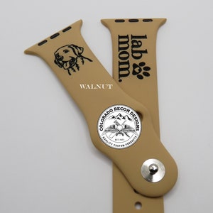 Hand Painted Dog Mom Laser Engraved Silicone Band | Apple Watch Compatible 38/40/41mm, 42/44/45mm, Series 1,2,3,4,5,6,7,8