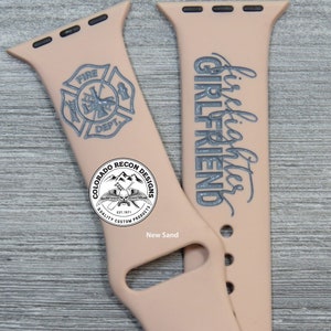 Firefighter Girlfriend Laser Engraved Silicone Band | Apple Watch Compatible 38/40/41mm, 42/44/45mm, Series 1,2,3,4,5,6,7,8