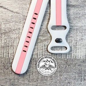 Breast Cancer Awareness, Pink & White Silicone Band, Apple Watch Compatible 38/40/41mm, Series 1,2,3,4,5,6,7,8