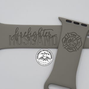 Correa de silicona grabada con láser para marido bombero / Compatible con Apple Watch de 38/40/41 mm, 42/44/45 mm, Series 1, 2, 3, 4, 5, 6, 7, 8