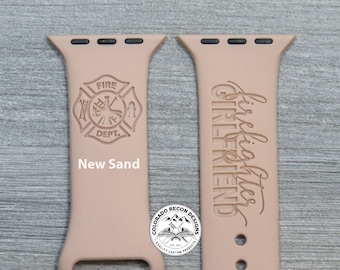 消防士のガールフレンド レーザー刻印シリコンバンド | Apple Watch 対応 38/40/41 mm、42/44/45 mm、シリーズ 1、2、3、4、5、6、7、8