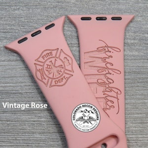 Firefighter Wife Laser Engraved Silicone Band | Apple Watch Compatible 38/40/41mm, 42/44/45mm, Series 1,2,3,4,5,6,7,8