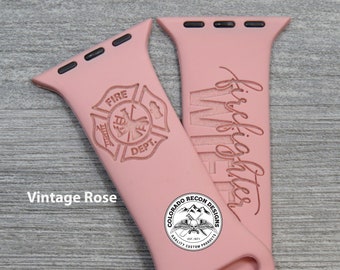 Firefighter Wife Laser Engraved Silicone Band | Apple Watch Compatible 38/40/41mm, 42/44/45mm, Series 1,2,3,4,5,6,7,8