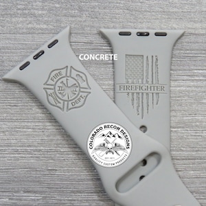 Firefighter Laser Engraved Silicone Band / Apple Watch Compatible 38/40/41mm, 42/44/45mm, Series 1,2,3,4,5,6,7,8