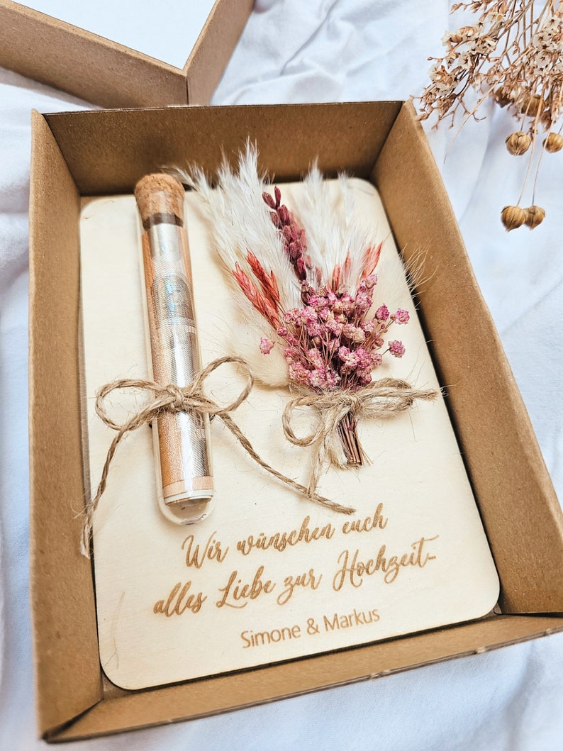 personalized wedding gift gift box with bouquet of flowers cash gift for wedding image 4