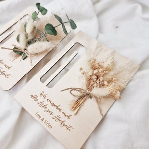 personalisiertes Hochzeitsgeschenk Geschenkschachtel mit Blumenstrauß Geldgeschenk für Hochzeit Geschenk mit Gravur Bild 5