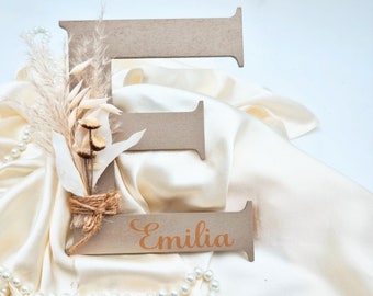 Wooden letter | personalized with lettering and dried flowers