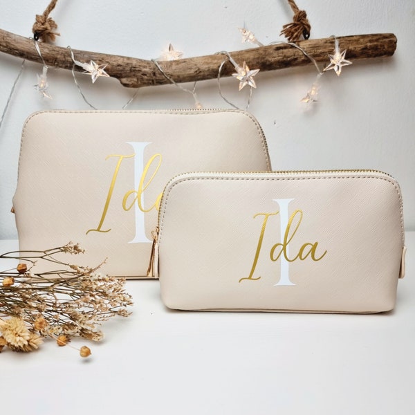 Neceser personalizado con inicial y nombre | Bolsa de maquillaje | Regalo para novia | Regalo para esposa | Bolso de tocador