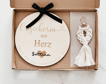 personalized gift box for midwife| Educator | girlfriend | Keychain macrame | wooden sign personalized