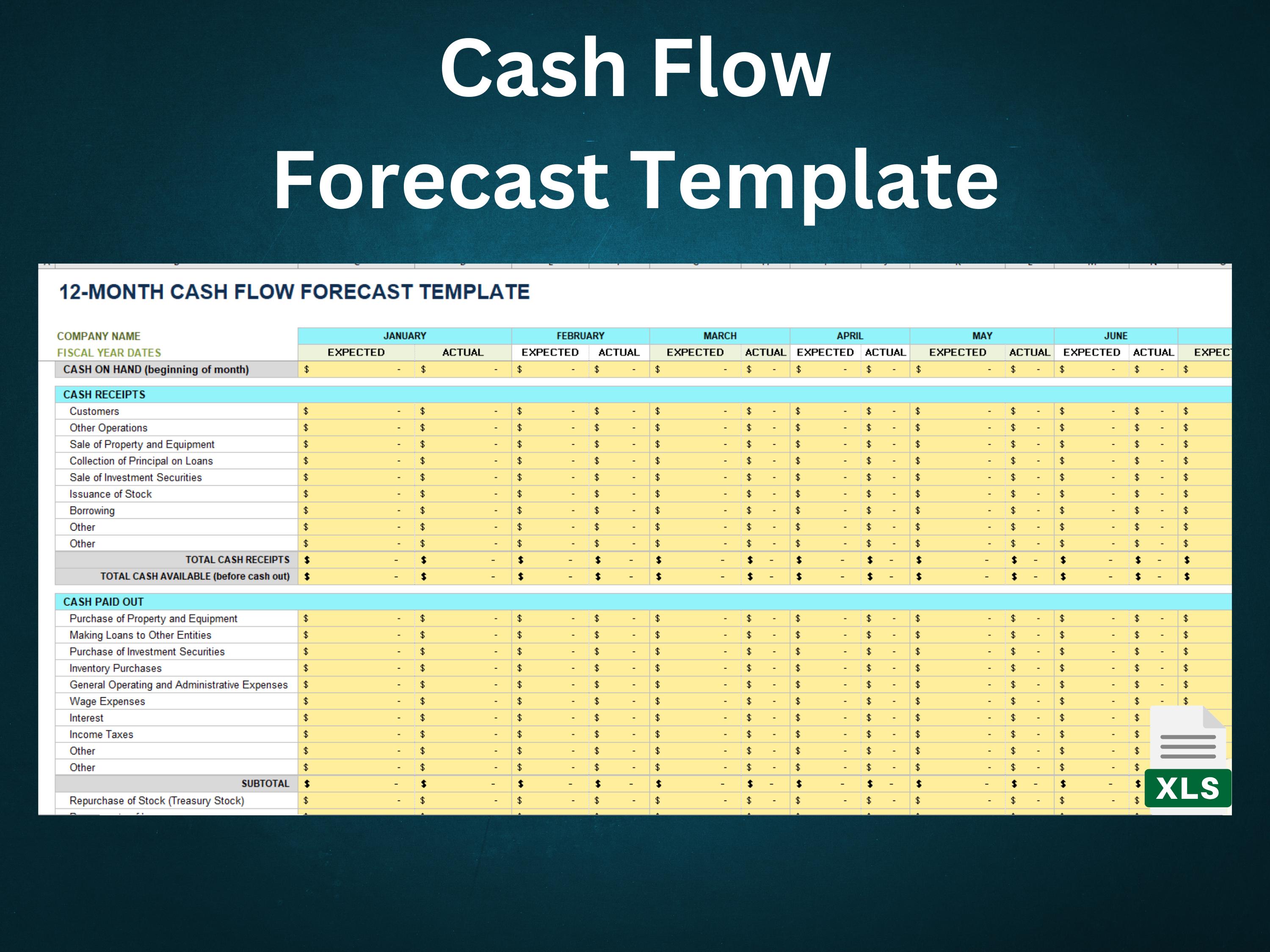 Business Cash Flow Forecast Template Financial Planner for Small
