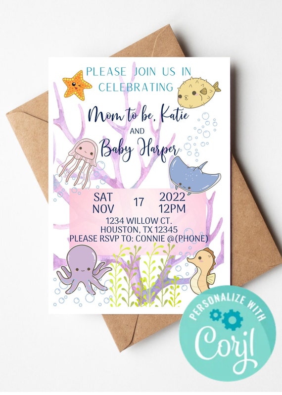 Under the Sea Baby Shower Invitation Etsy